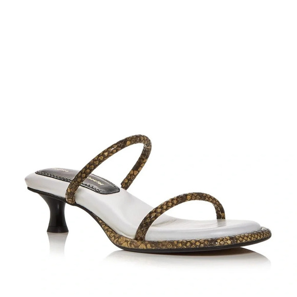 PROENZA SCHOULER Womens Beige Snake Lorna Slip On Leather Heeled Sandals Size 5 - Picture 1 of 9